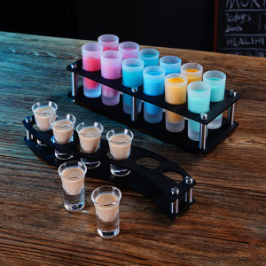 Retro Acrylic Bullet Cup Stand Bar KTV Bamboo Frame Alcohol Cup Holder Snifter Cup Rack Greenlem Brand Dining Utensils