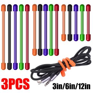 3pcs Silicone  Data Cable Management Straps Wire Cable Management Tape Headphone Line Ties Silicone Binding Rope Wrap Charger Cord Winder Holder Clips Multifunctional Storage Rope