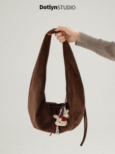 Dotlyn Early Autumn New Suede Single Shoulder Bag Retro Large Capacity Commuter Fashion Underarm Dumpling Bag Women