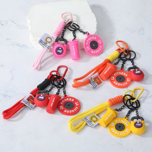 4 In 1 Pvc Fitness Keychains Gym Barbell Key Chain Weightlifting Keyring Charms Silicone Weight Plate Workout Bag Pendants Gifts