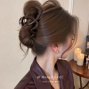 Elegant Simple Large Wavy Hair Clip Brown