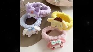 Nexlent SANRIO Doll Headband Hair Accessories Cartoon Cute Girl Fashion Plush Kuromi Face Wash Headbands
