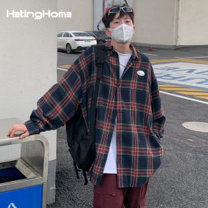 HetingHOME | Loose Fit Autumn Couples Long Sleeve Plaid Shirt Red