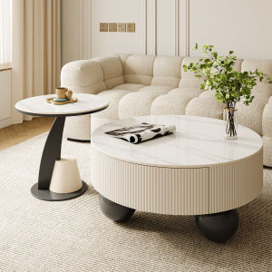 MINGZUO | Modern Round Crystal Stone Coffee Table