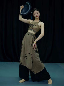 Chinese Ancient Style Jazz Exotic Style New Chinese Style Dancing Dress Womens Elegant Body Charm Gauze Clothes Suspender Skirt Pants Practice Clothes Outfit