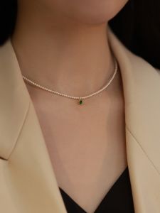 Mini Pearl Necklace for Women 2023 Trendy Lockbone Chain with Strong Light Mother-of-pearl Material Heart/Water Drops/Bell Pattern