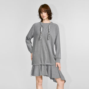 BEIQIANI | V-neck Tie-up Irregular Sweat Dress Slim