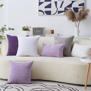 Lavender Throw Pillows Cover Solid Soft Stripe Corduroy Handmade Decorative Gift Velvet Pillow Cover for Bed Coussin Canapé