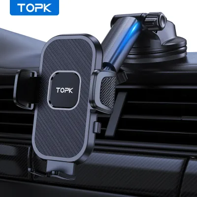 TOPK Car Phone Holder Mount 360° Rotatable Universal Dashboard Windshield Mount with Suction Cup For iPhone 15Pro Samsung Phones