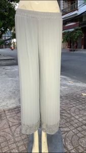 Quần thun nữ ống suông dập ly lai ren thoải mái