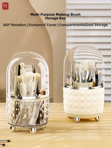 Dustproof Rotatable Makeup Brush Storage Case with Lid