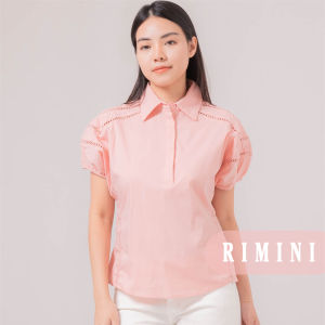 RIMINI - Atasan Wanita Kemeja Non Formal Berlengan Pendek XS-XL - Jeseline Anglaise Puff Sleeves Top 7212