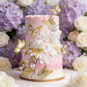 45 Pcs Butterfly Cake Topper Kids Girl 1st Happy Birthday Wedding Party Decor Baby Shower Cupcake DIY Tools Home Wall Stickers