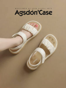 Agsdon | French White Comfortable Flat Womens Sandals