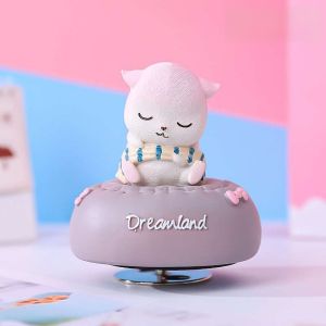 Cute Pet Themed Music Box Hand Cranked Eight Music Box Birthday Gift for Little Girls Big Ear Endearing Melody Kuroko