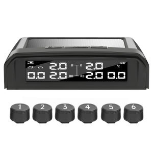 Hệ Thống Giám Sát Áp Suất Lốp Xe Hơi Với 6 Cảm Biến Hiển Thị LCD Ngoài Pin Thay Thế Được Cảnh Báo Nhiệt Độ Lốp TPMS