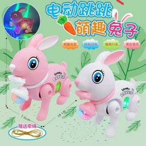 Mainan Rabbit Berjalan Bisa Loncat Ada Lampu Dan Musik - Mainan Anak Robot Hewan Kelinci Lompat