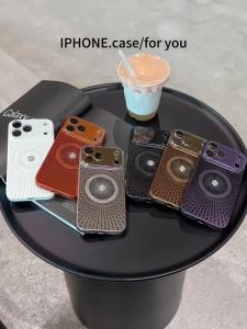 Large Window Litchi Texture For Magsafe Magnetic Case For iPhone 17 16 15 14 13 12 11 Pro Max Plus Air Rotating Bracket Cover