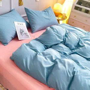 New Water Washed Cotton Plain Bedding Set Single