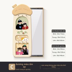 CTYLIGHTZ | Tranh Tường Nghệ Thuật Gương Trượt Đầy Đủ Chiều Dài Kiểu Kem