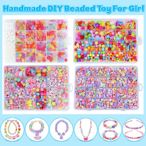 Bracelet Kit Set Handmade Acrylic Bead Toys Childrens Beading Toy DIY Ring Necklace Jewelry