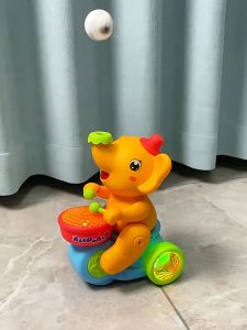 Internet celebrities with the same universal driving electric suspension blowing ball cute elephant cool music lights playing drums baby elephant toy car Douyin with the same style