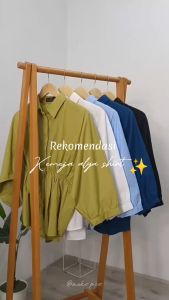 Alya Katun Poly Shirt Premium Kemeja Kerut Depan Wanita Oversize Korean Style