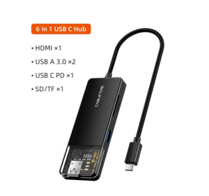 Cabletimes | CABLETIME 6 in 1 USB C Hub 4K 30Hz HDMI PD 100W USB 3.0 5Gbps SD TF for MacBook Pro Laptops Type C Hub