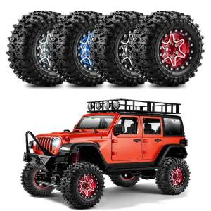 RCMMTINGH 1.9 Inch OD 90mm Beadlock Wheel & Crawler Tire Set for 1/10 RC Crawler Car Axial SCX10 TRX4 TRX6 RC4WD D90 Redcat Gen8