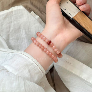 Pink Natural Stone Double Layer Bracelet Womens New Chinese Style Unique High-End Feeling Stackable Hand Bracelet Small Crowd Precision Hand Jewelry