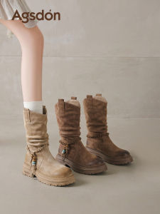 Agsdon | Tassel Western Easy-on Thick-Soled Boots