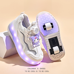 Kuromi Roller Skates Childrens Spring 2025 New Girls Invisible Inline Ice Skates Four-Wheel Gliding Shoes for Girls