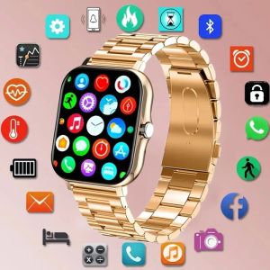 Women Gold Smart Watch & Men Waterproof Bluetooth Wireless Call Infinite Screen Smart Bracelet: 2024 New Watch & DIY Watch Face Bands