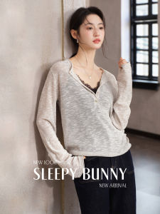 Tencel Linen Oatmeal Semi-Transparent Long-Sleeve Knit Top