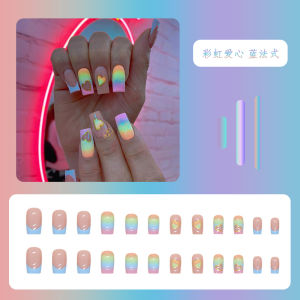 สวมใส่เล็บแบบสั้นสีทึบแมนดารินสีกระโดดมาการองสีลูกอมแผ่นติดเล็บสำเร็จรูปนักเรียนหญิงตั้งครรภ์สามารถใช้ได้