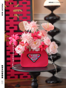 Couples Wedding Room Decoration Flower Arrangement Pink Table Flowers Bedroom Decor Living Room Bucket Bouquet Holder