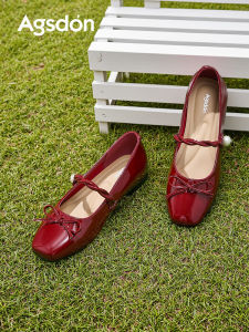 Red Mary Jane Shoes Womens 2025 New Style Autumn Elegant Square Head Small Heel Elegant Skirt Matching Shoes Casual Style