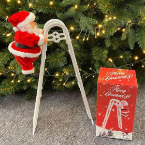 Automatically Santa Claus Electric Climbing Double Ladder Music Ornament Toys Christmas Home Party Decoration