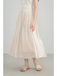 French Style High Waist A-Line Midi Skirt Womens Summer Gauze Skirt Elegant Drapey Half-length Skirt Fashionable Street Style