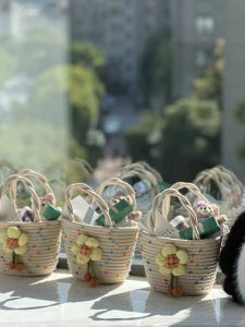 Hand Gift Handbag Cotton Rope Braided Bag Womens Rainbow Hand Bag Niche Temperament Gift All-Matching Bucket Bag