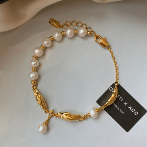 CAFFTI | Natural Freshwater Pearl and Metal Mix Bracelet