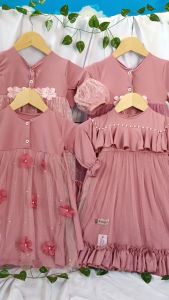 Dusty Pink Series! Dress Kids & Baby Perempuan / Gamis Anak Set Hijab / Gamis Anak Perempuan