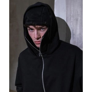 Mens and Womens Balaclava Y2K Gothic Harajuku Winter New Item Double Hooded Sweatshirt Mens Hooded Mask Zipper Sportswear
