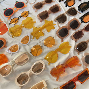 Kính Râm Nữ Màu Cam Hot Girl Ngọt Ngào Phong Cách Âu Mỹ Kính Râm Chống Nắng Chụp Ảnh Đường Phố Phong Cách Hồng Kông