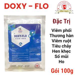 DOXY - FLO gói 100gr (NPV) Thuốc trị Viêm Phổi Thương Hàn Tụ huyết trùng hen khẹc tan đờm trên gia súc gia cầm (HSD 2027) gà đá