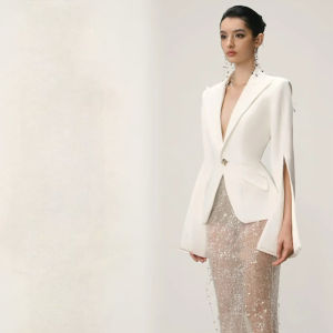 Elegant Chic Pure Color Slim Waist Jacket Women