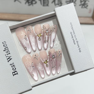 10pcs/Set False Nails With Rhinestones Tips Fake Nails Art Wearing Decoration Nail Manicure DIY Press On Full Cover Nails Plates