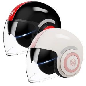 Sun Visor Warm Half Helmet Double Lens Woman Electric Motor Bike Open Face Half Helmet Anti-Glare Safety Hat Bicycle Cap