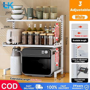 Luking 2/3Layers Extendable Kitchen Rack Organizer Storage Rack Adjustable Rack for Rice Cooker Stand Counter Shelf Kitchen Countertop Organizer Spice Rack Kitchen Appliance Shelf Microwave Oven Rack With Base Sucker