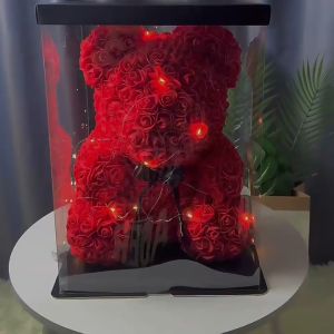 Hộp Đựng Bearbrick gấu bánh bằng mica tặng ruy băng nơ ( nhớ tháo màn bảo vệ lớp mica ra)